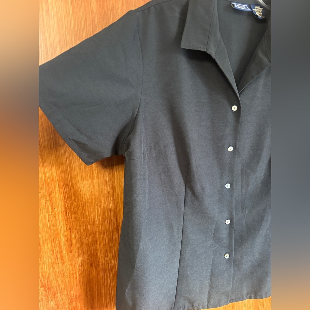 EUC Vintage Laura Scott Button-Down Short-Sleeve Black Shirt | Women’s Plus 20W - Picture 3 of 16